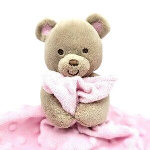 Carter's Child of Mine Minky Bear Lovey Plush Pink 10.75" Brown Satin Security